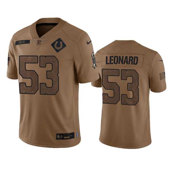 Men%27s Indianapolis Colts #53 Shaquille Leonard 2023 Brown Salute To Sertvice Limited Football Stitched Jersey Dyin->indianapolis colts->NFL Jersey